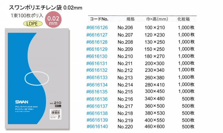 HEIKO:スワンポリ 厚さ0.02mm 紐なし