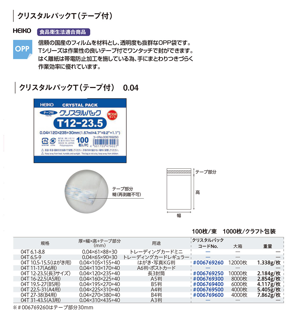 クリスタルパックT （厚口タイプ）