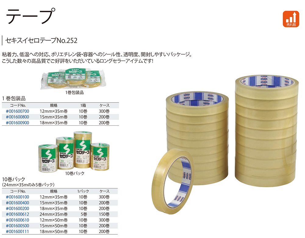 セキスイ セロテープ No.252 15mm×50m 10巻入(C252X03)