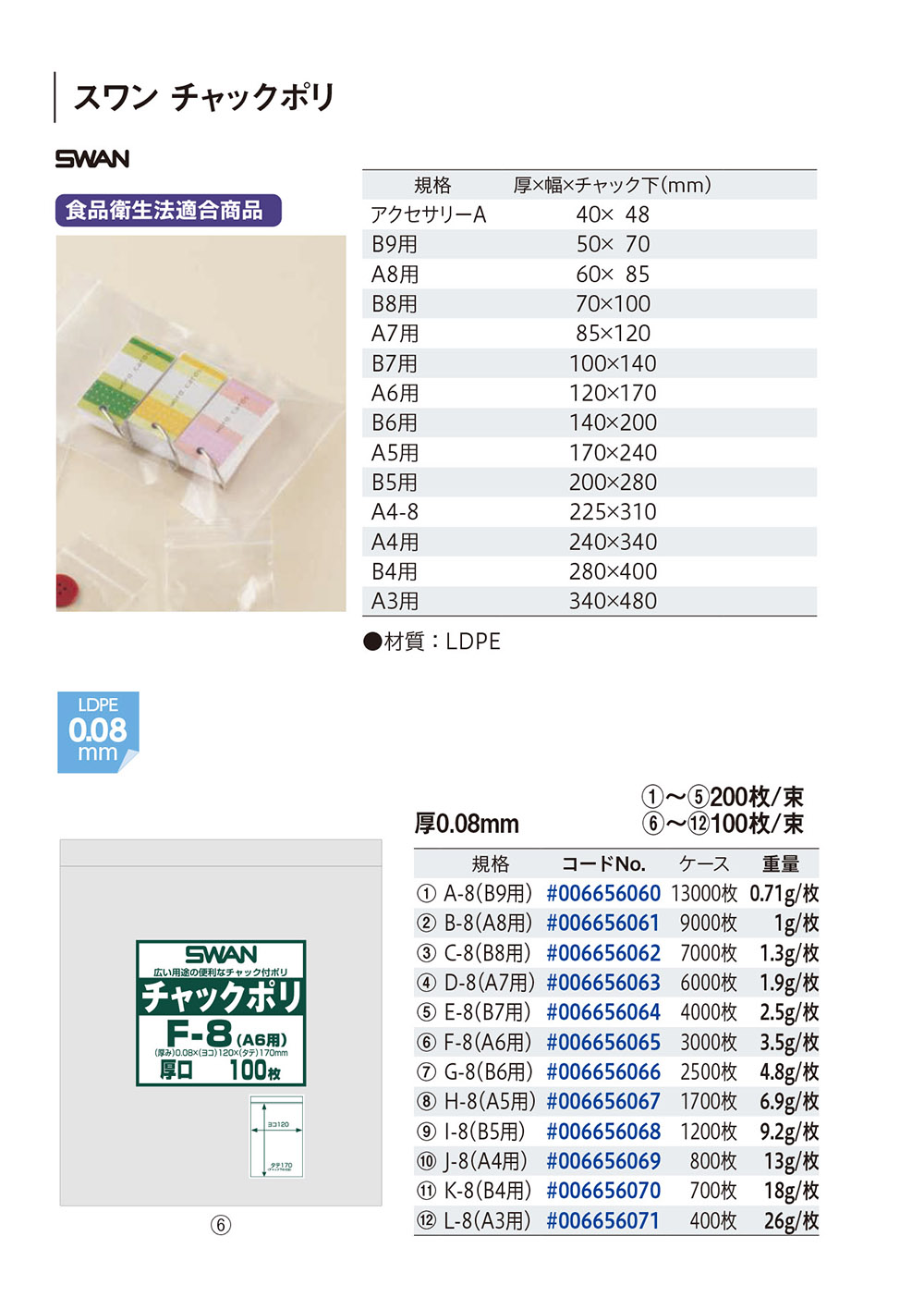スワン チャックポリ（0.08mm厚）