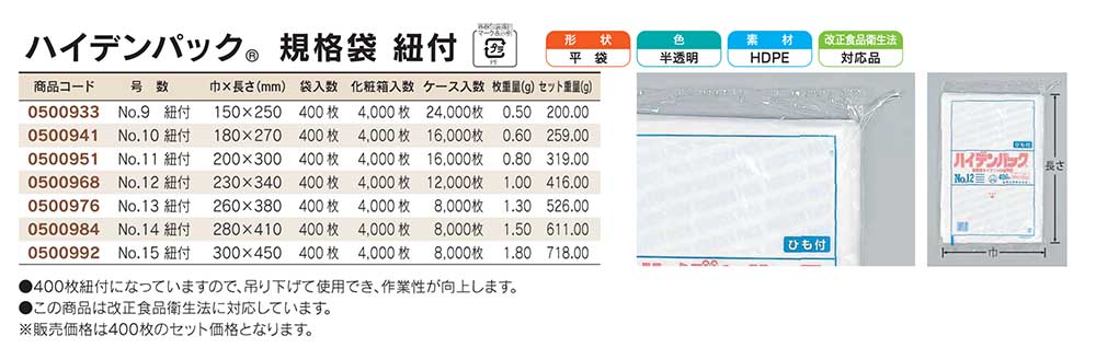 定番人気！ 平袋10枚セット