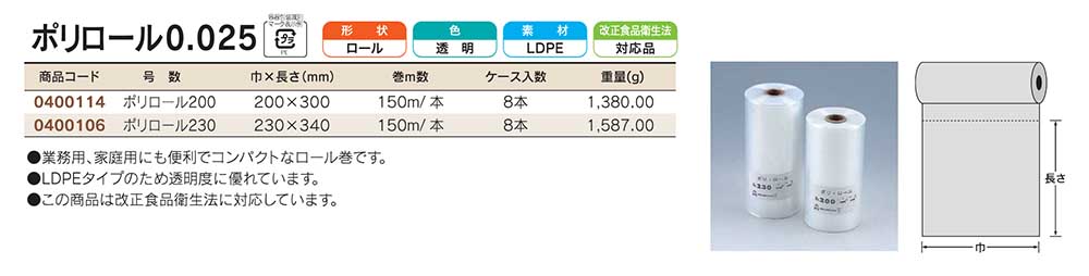 福助工業 ポリロール 0.025