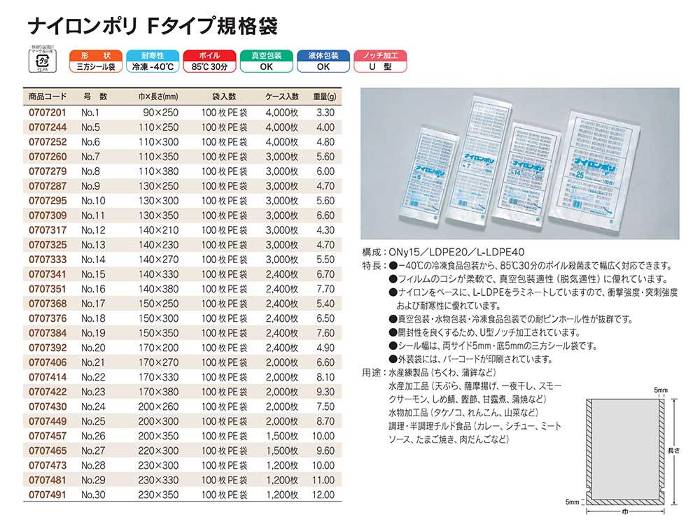 翌日発送可能】 K2 Mart福助工業 ナイロンポリ Fタイプ規格袋 No.11 3000枚