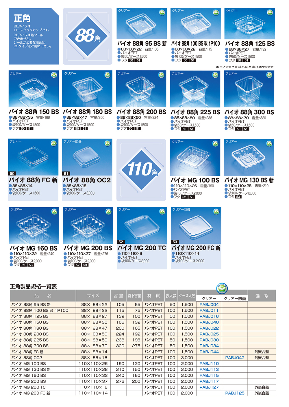 バイオカップ正角88～110mm角