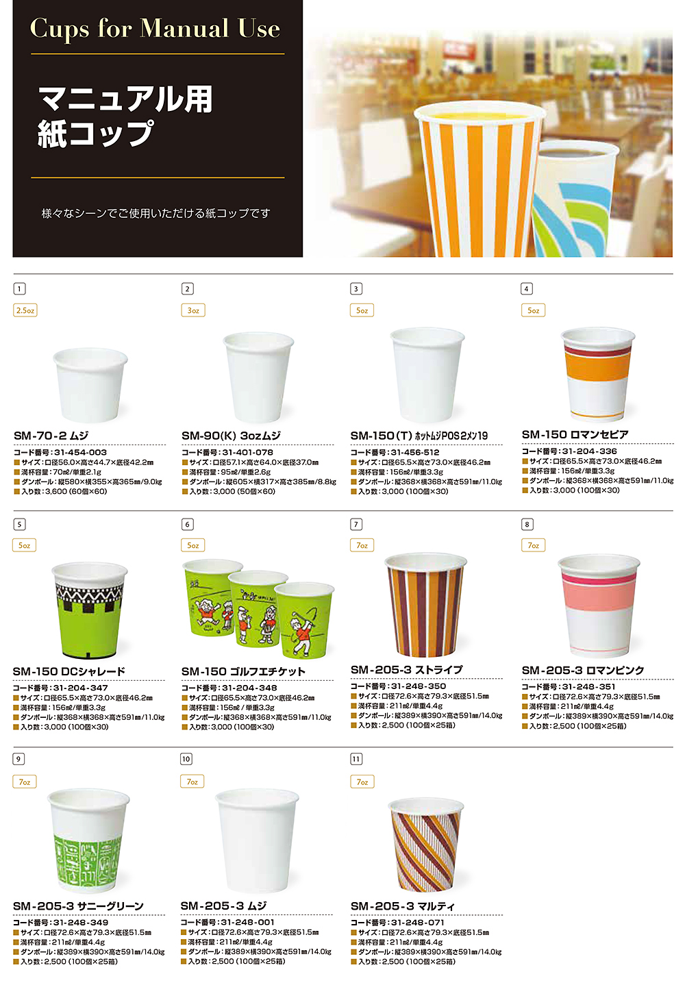マニュアル用紙コップ