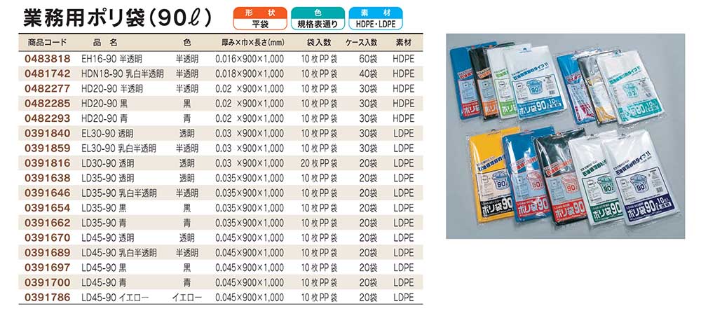 福助工業 業務用ポリ袋 90L