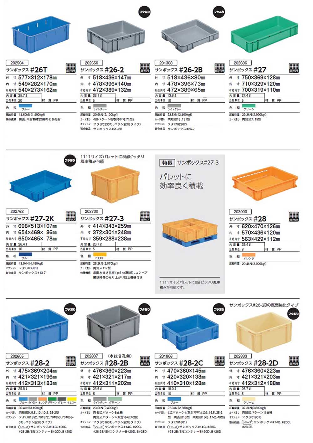 品質一番の 三甲 ＳＮコンテナーＢ＃４ 水抜き孔有 ブルー