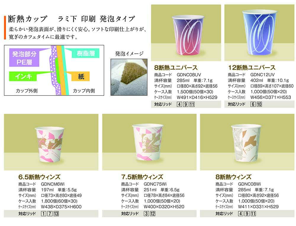 断熱カップ ラミ下 印刷 発泡タイプ