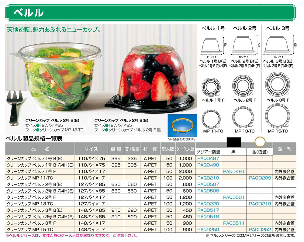 クリーンカップ ベルル 包装資材 食品容器のパックウェブ ビズ
