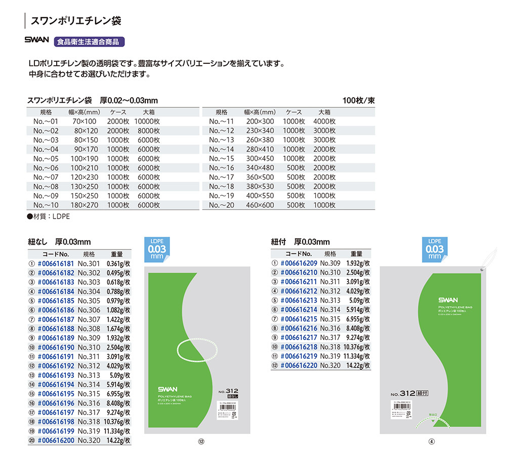 スワンポリ 厚み0.03mm