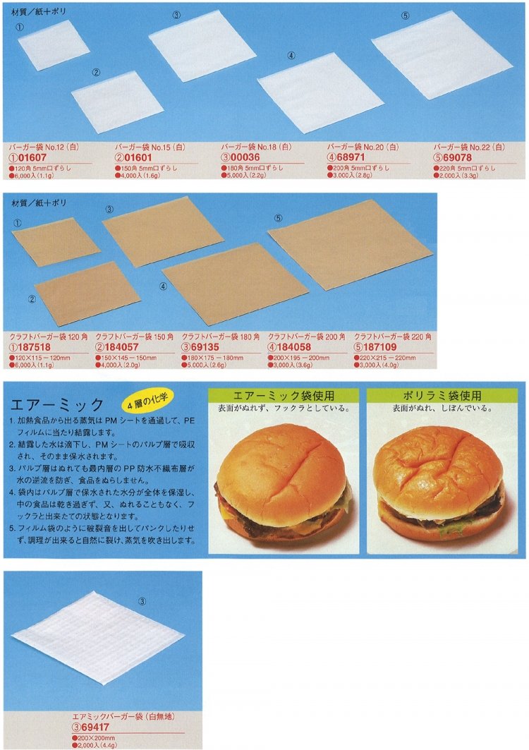 バーガー袋 No.2・エアーミック