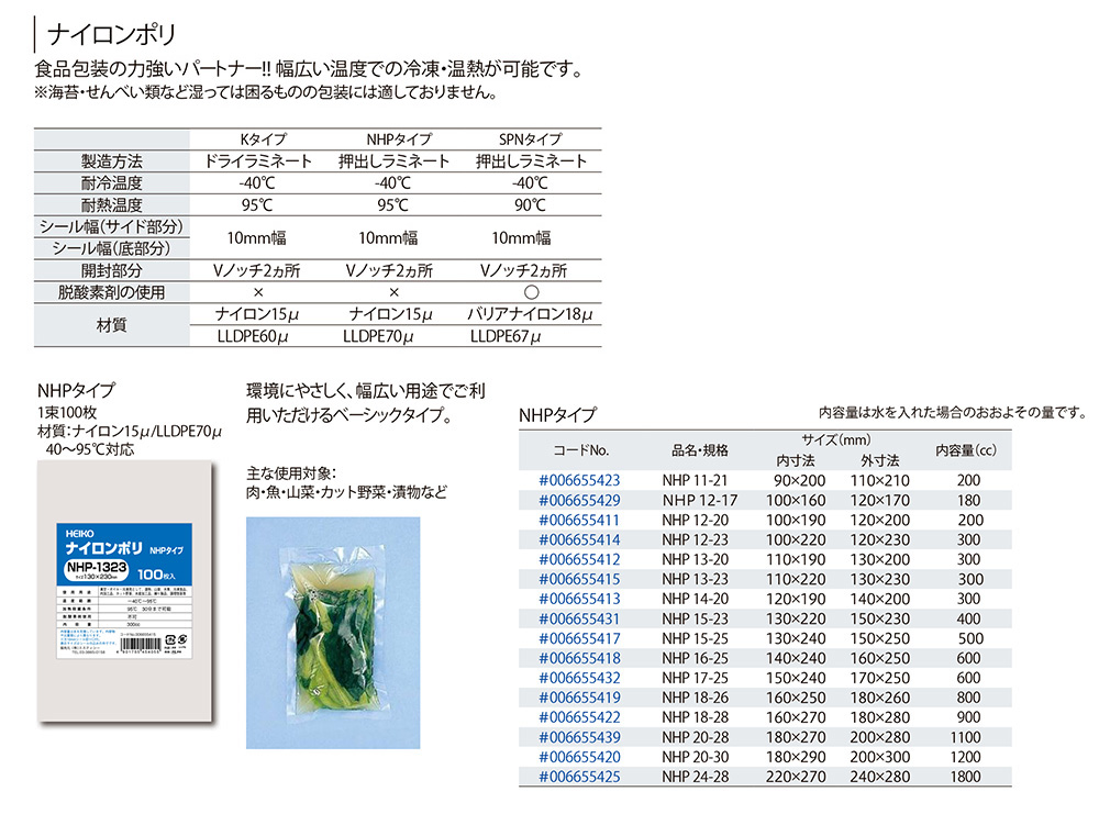 ナイロンポリ NHPタイプ 【取り扱い終了】