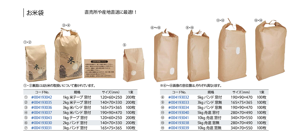 送料0円】 米袋 紐付きクラフト 角底<br>黄金のミルキークイーン<br>2kg用×20枚