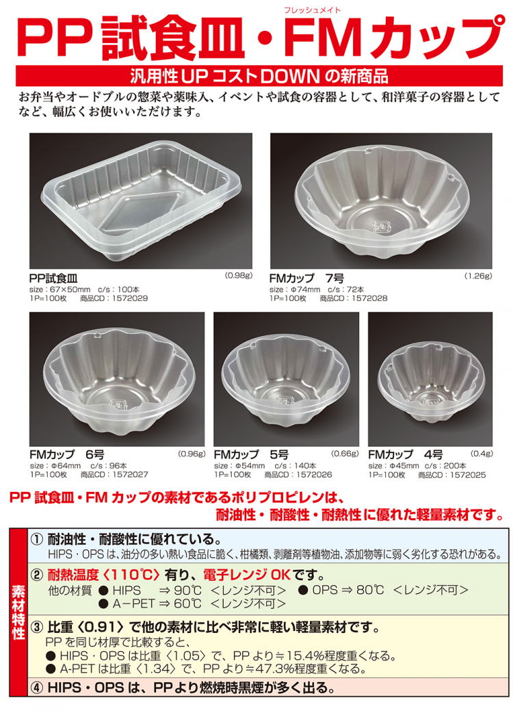 大黒工業 PP試食皿/FMカップ