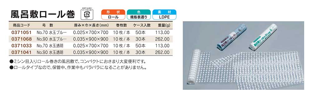 直送商品 風呂敷 福助工業 ポリ風呂敷 No.90 水玉透明