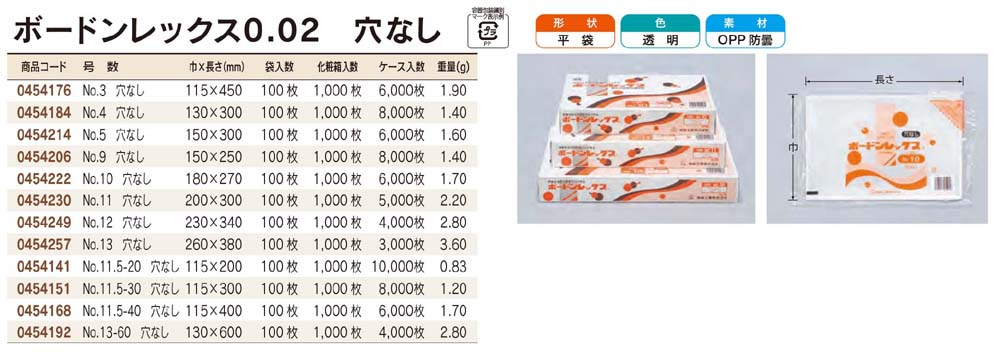 ボードンレックス 0.02 穴なし