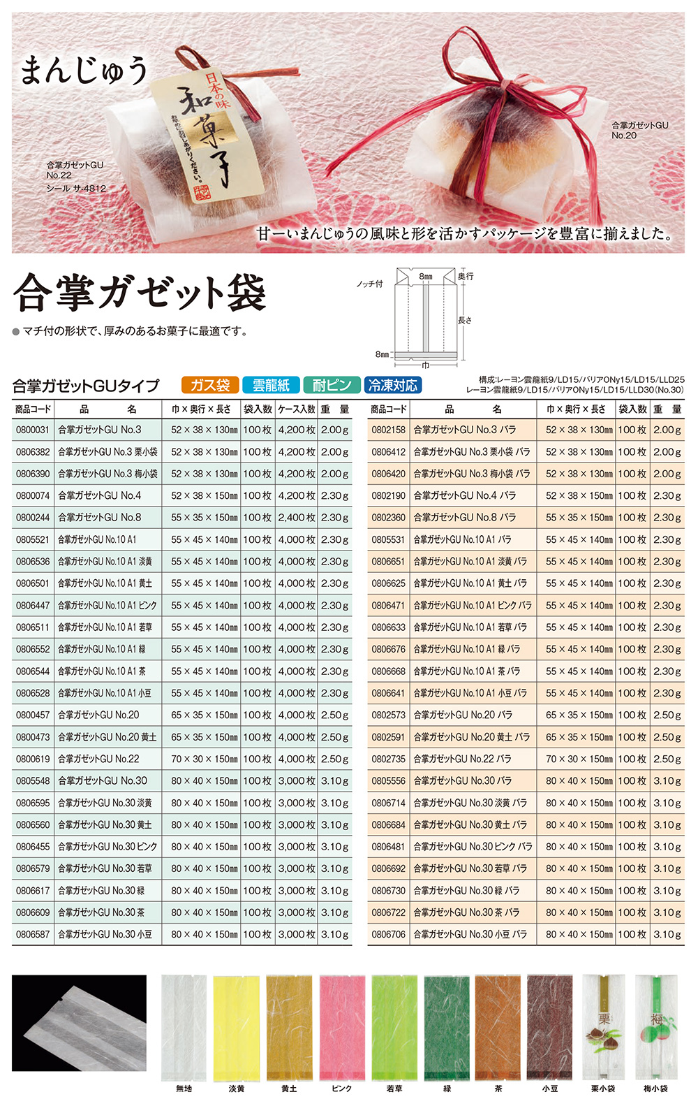 合掌ガゼット袋 GUタイプ
