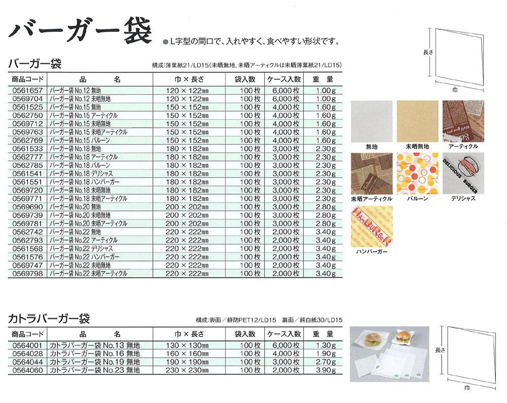 バーガー袋・カトラバーガー袋