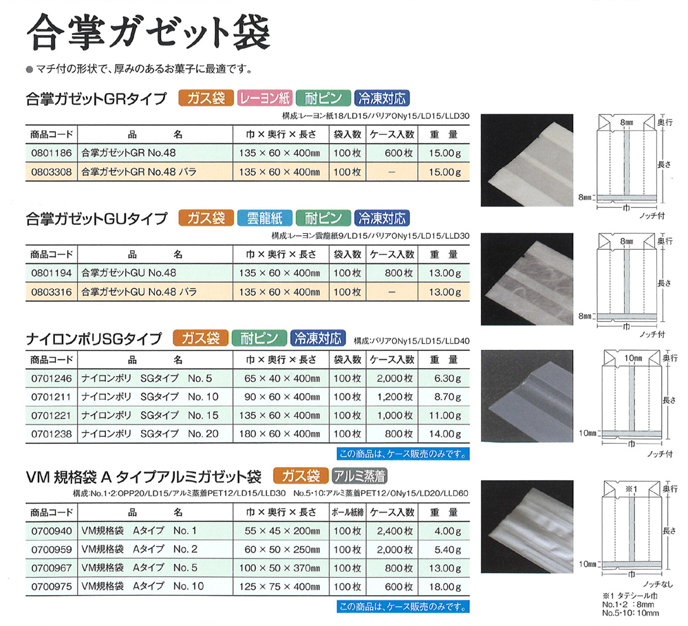 合掌ガゼット袋