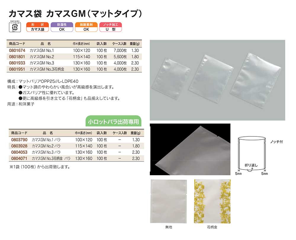 カマス袋 カマスGM（マットタイプ） - 包装資材・食品容器のパック