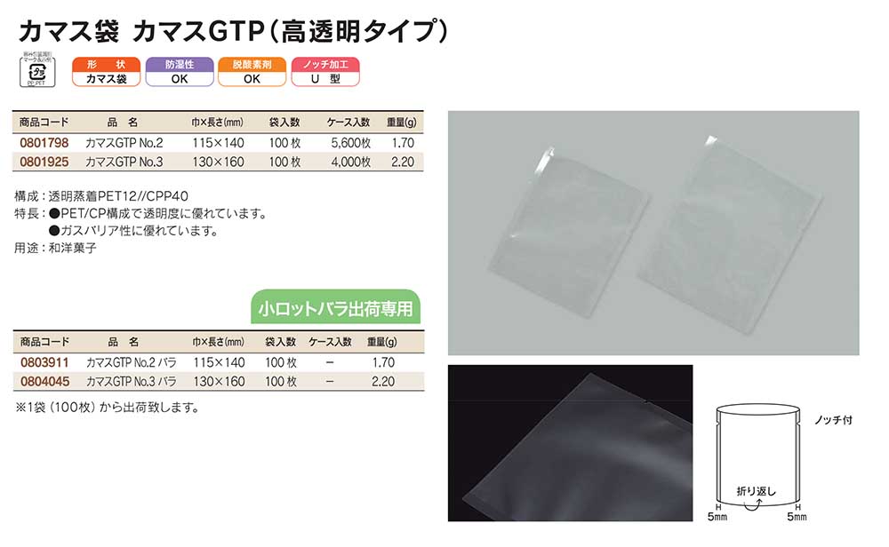 日本 福助工業 カマス袋 カマスGT 透明タイプ No.3 無地 130mm×160mm 4000枚 FK