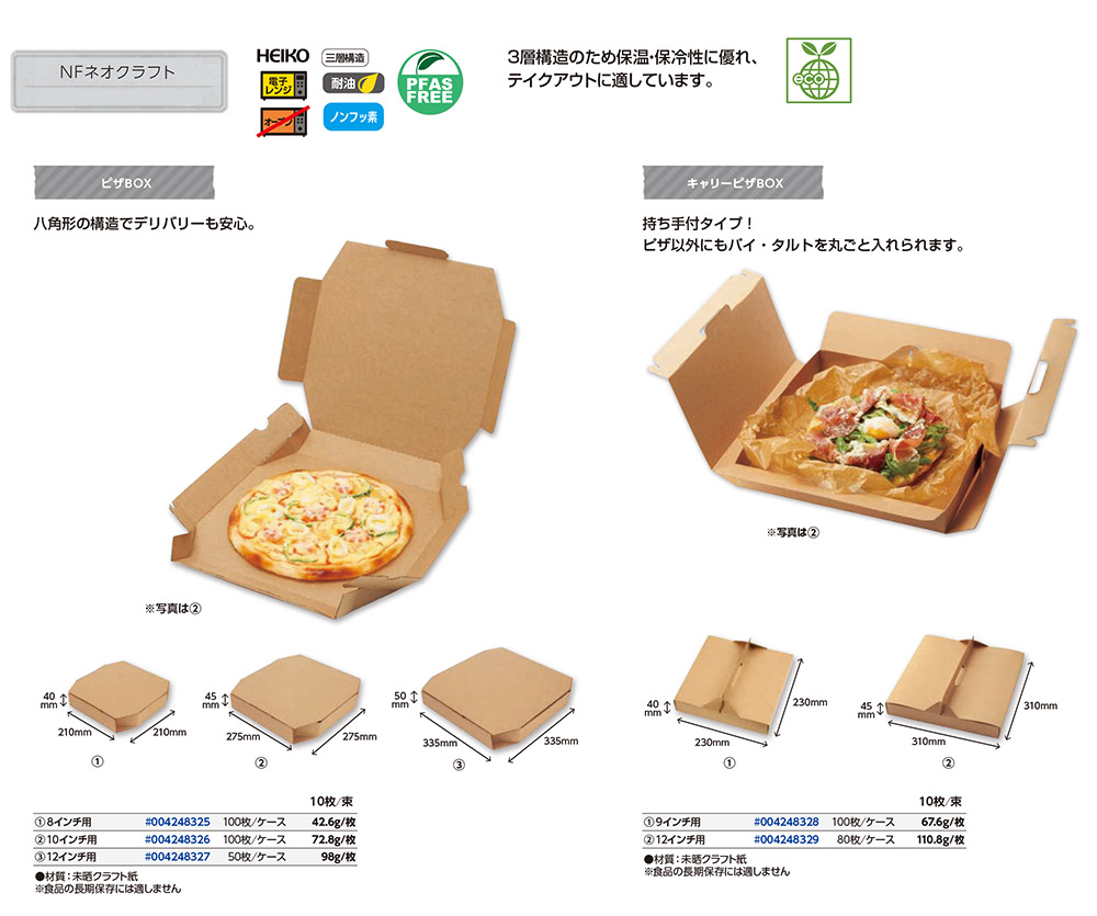 NFネオクラフト ピザBOX - 包装資材・食品容器のパックウェブ.ビズ