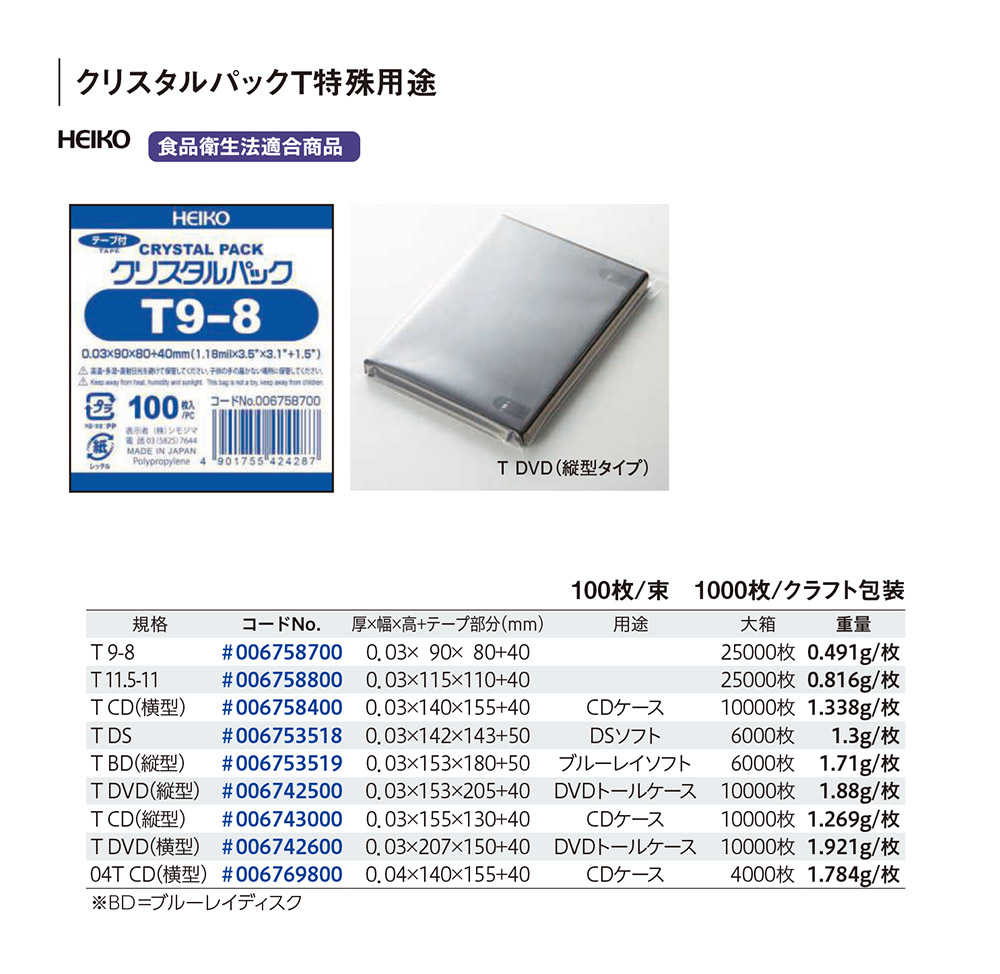 クリスタルパックT （特殊用途）