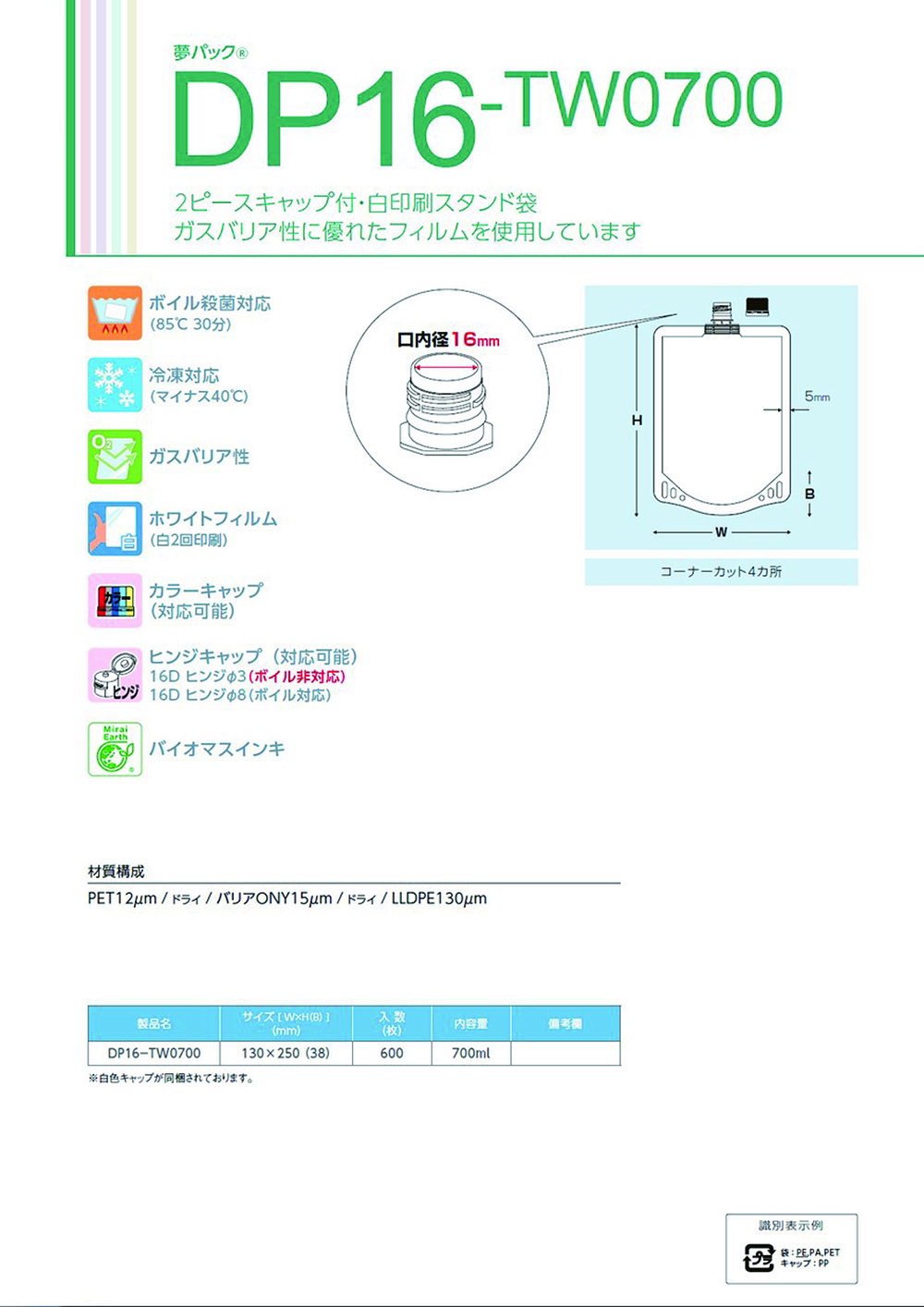夢パック DP16-TW0700