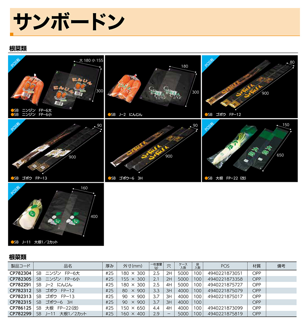サンボードン 根菜類