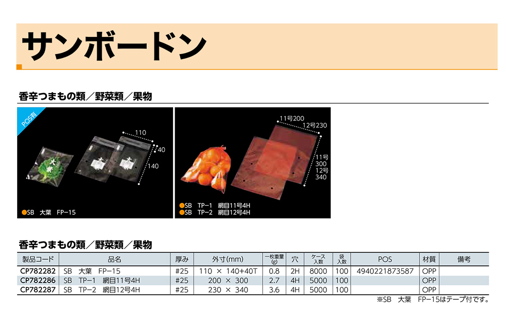 サンボードン 香辛つまもの類･野菜類･果物