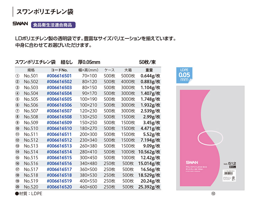 スワンポリ 厚み0.05mm