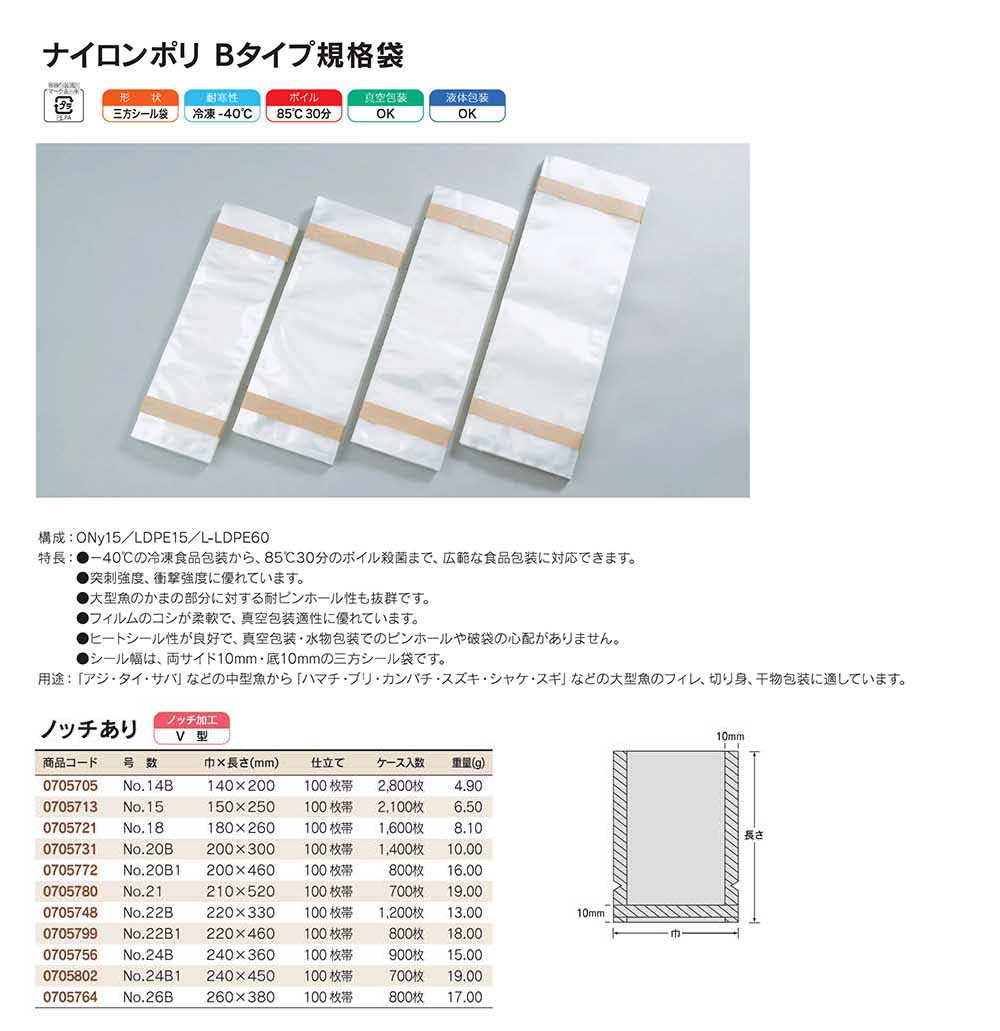 ナイロンポリ Bタイプ(ノッチあり)：突刺強度・衝撃強度に優れています