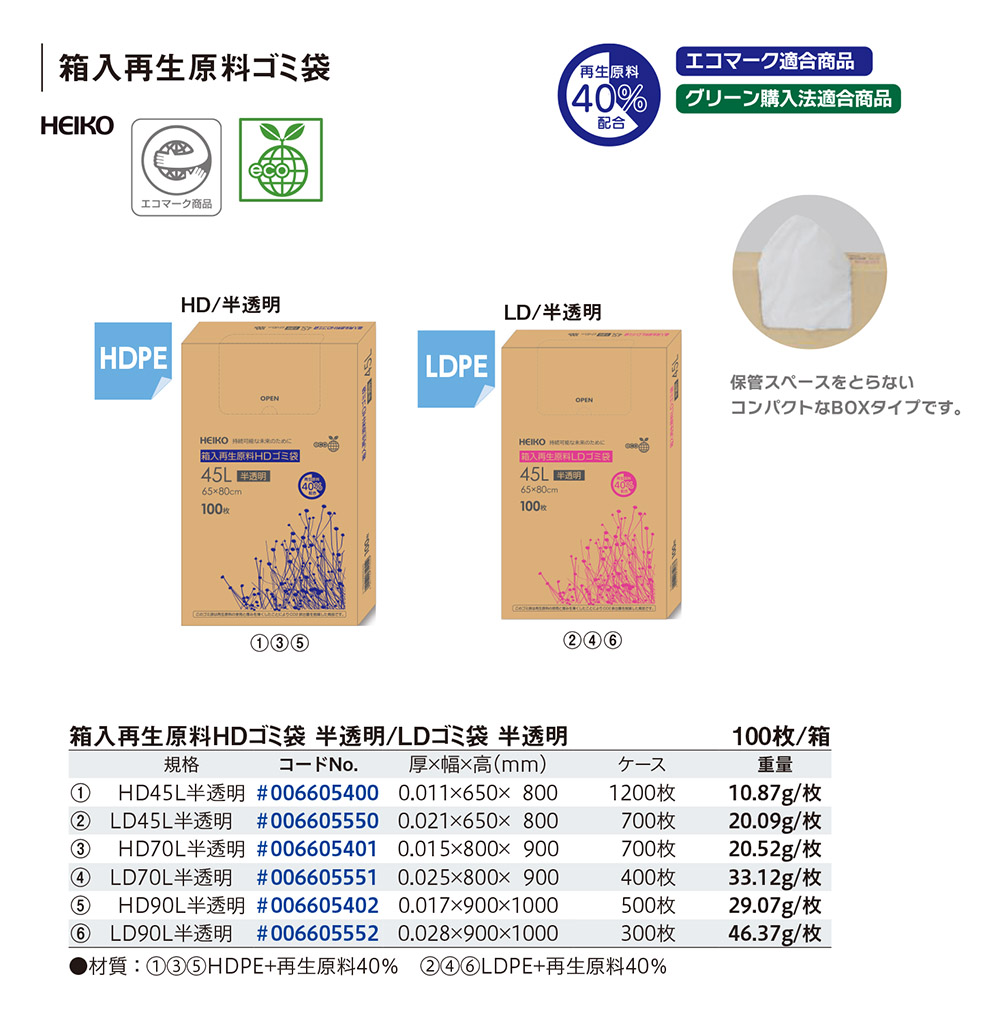 箱入再生原料ゴミ袋