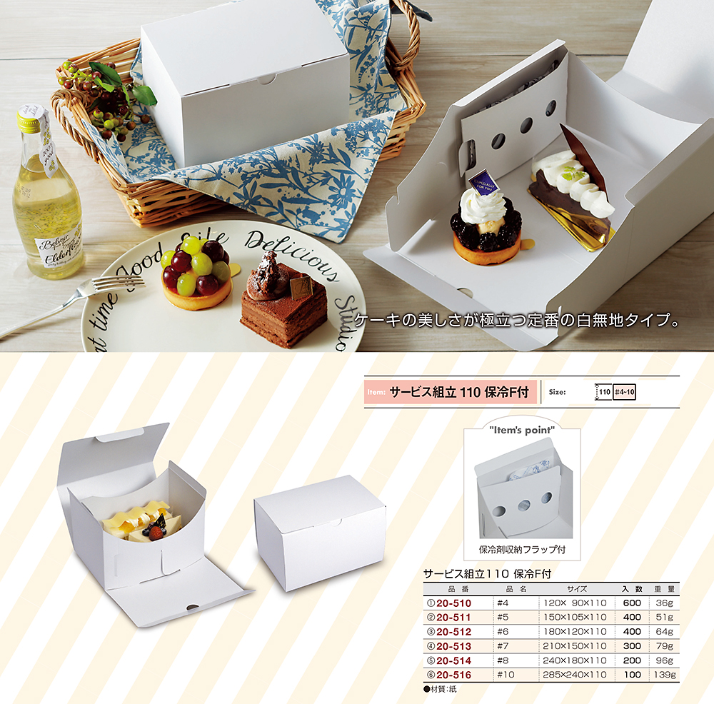 サービス組立 保冷剤収納フラップ付