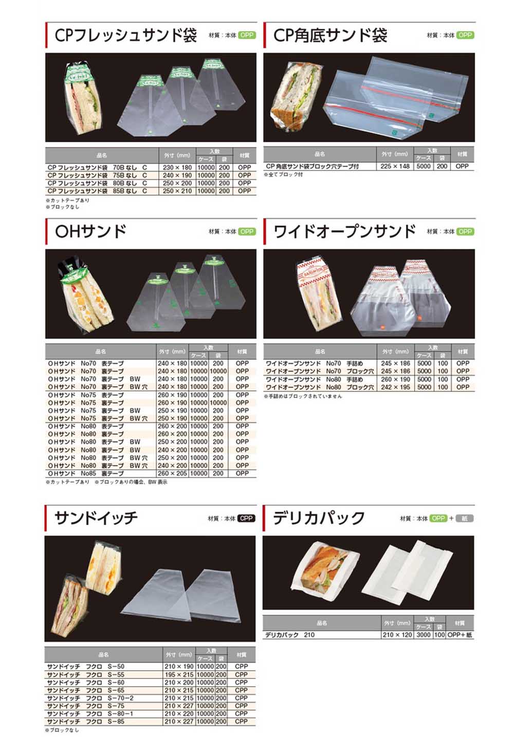 サンドイッチ袋 No.2 - 包装資材・食品容器のパックウェブ.ビズ