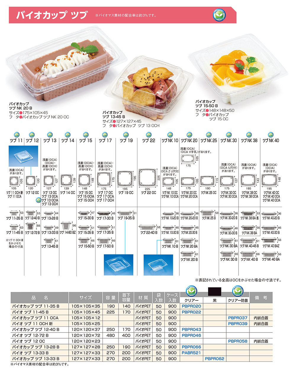 バイオカップ ツブNK（長角） - 包装資材・食品容器のパックウェブ.ビズ