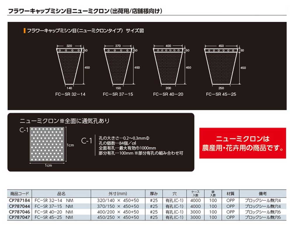 フラワーキャップ ミシン目ニューミクロン（出荷用）