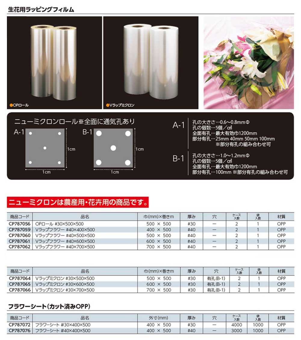 生花用ラッピングフィルム ニューミクロン 包装資材 食品容器のパックウェブ ビズ