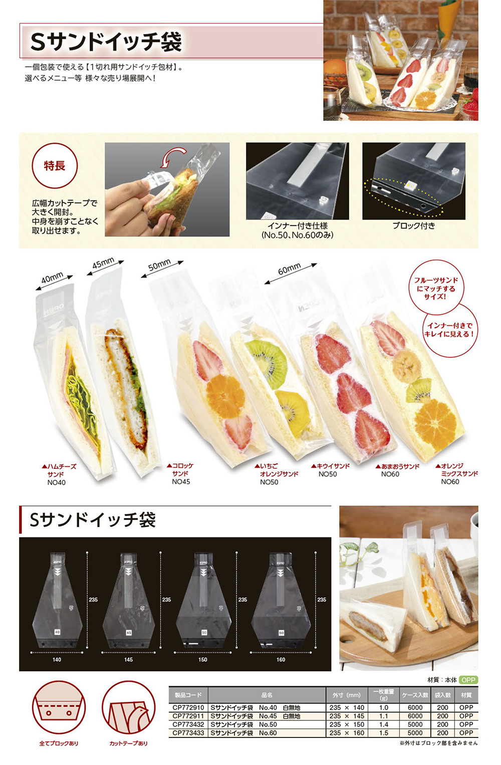 Sサンドイッチ袋 - 包装資材・食品容器のパックウェブ.ビズ