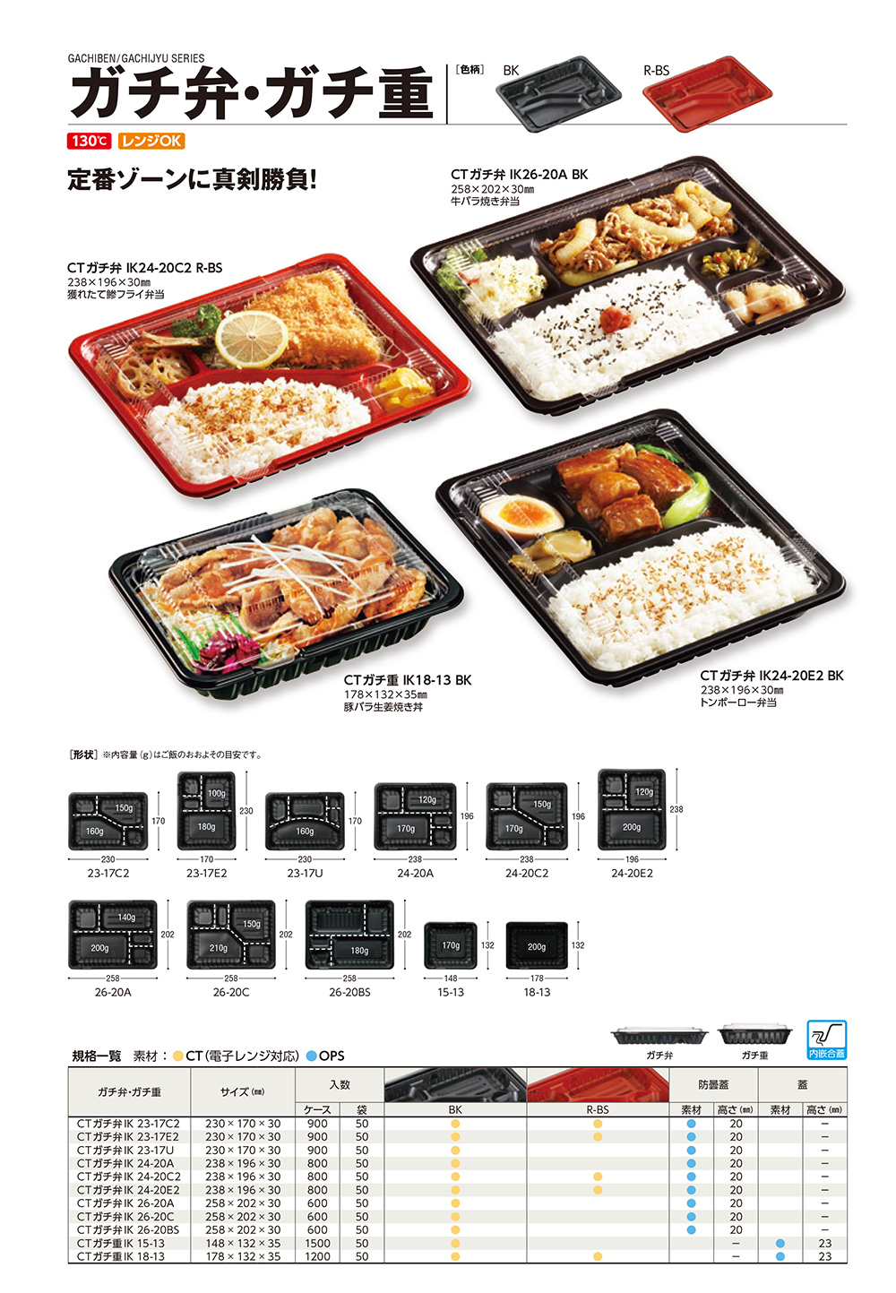 “送料無料 直送” CTガチ弁 IK26-20A BK身のみ (縦258 横202 深さ30) 600枚