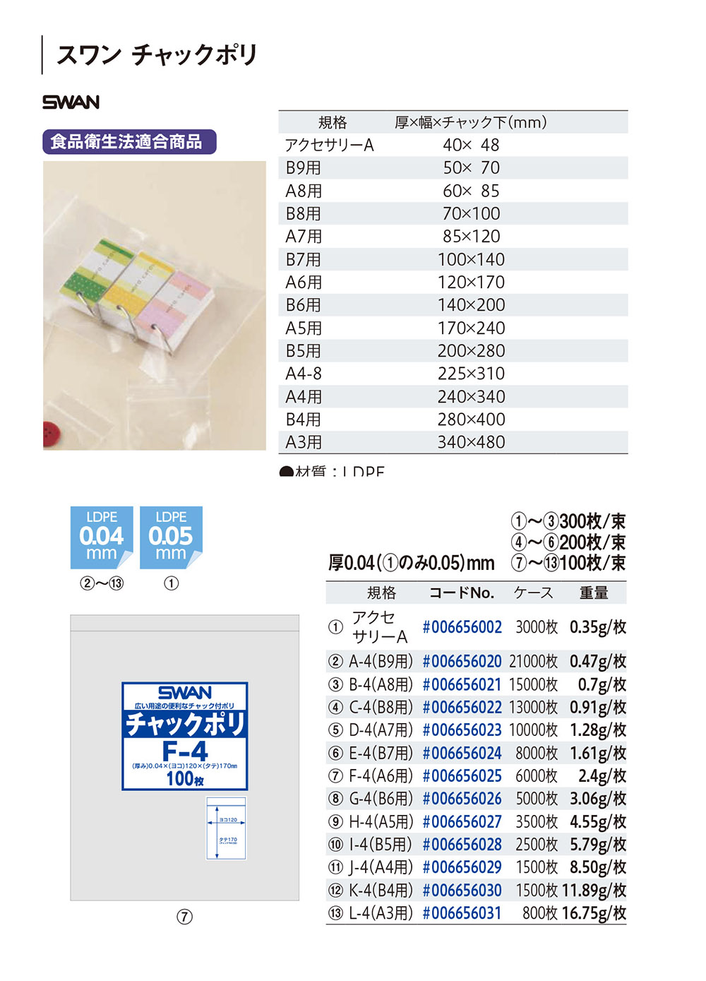 スワン チャックポリ（0.04mm･0.05mm厚）