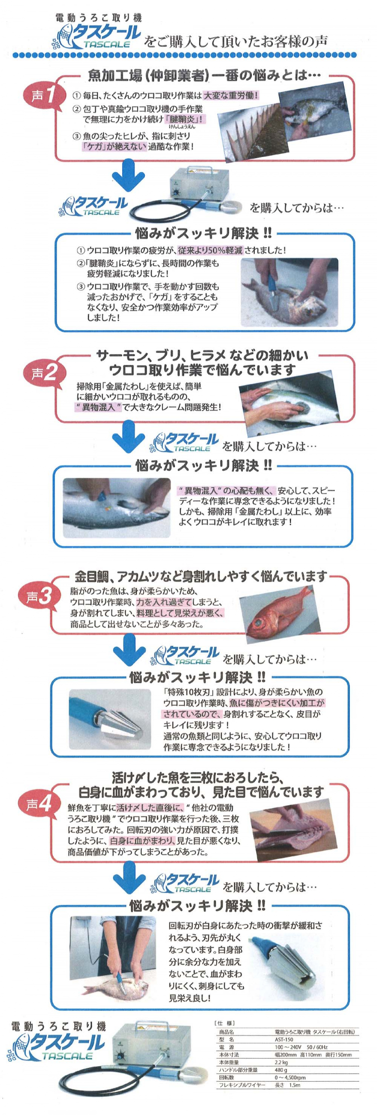 電動うろこ取り機タスケール