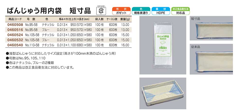 福助工業 ばんじゅう用内袋 短寸品