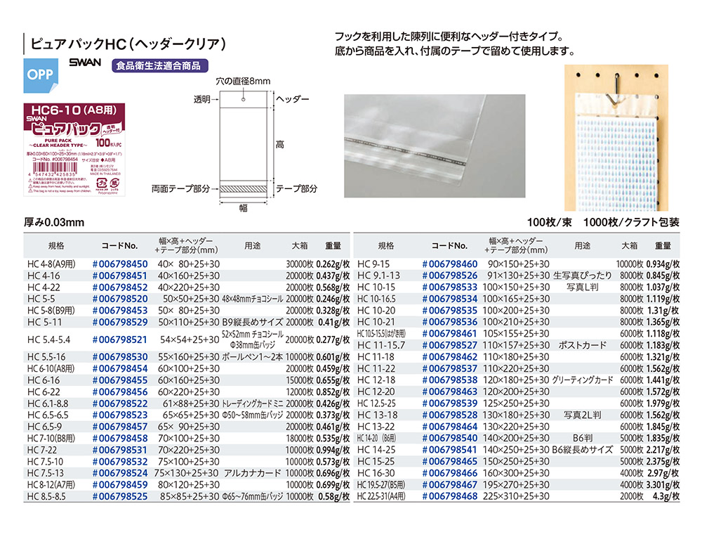ピュアパック HC（ヘッダークリア）