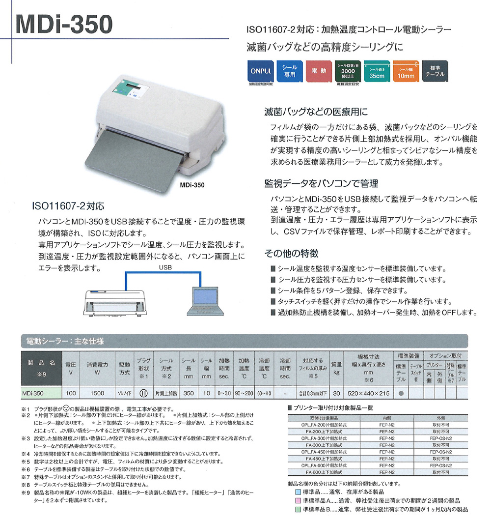 電動シーラー Mdi-350【取扱い終了】 - 包装資材・食品容器のパック