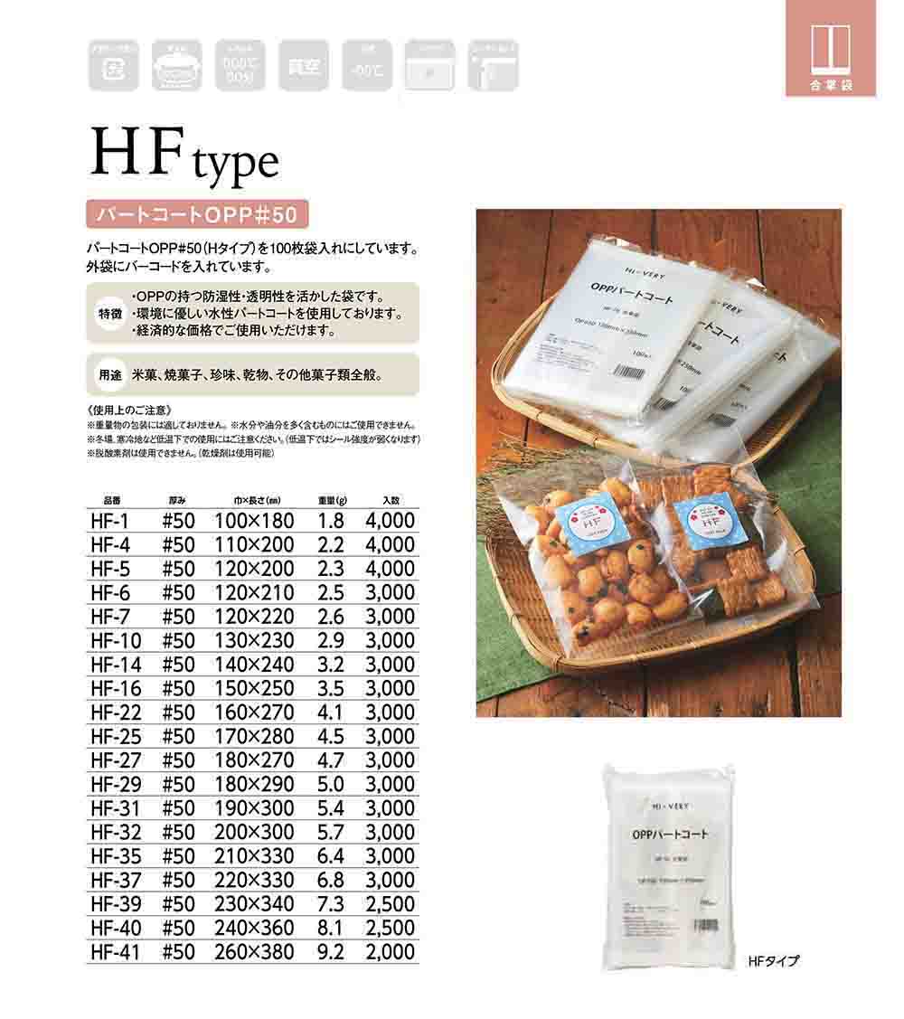 OPPパートコート規格袋（HFタイプ）