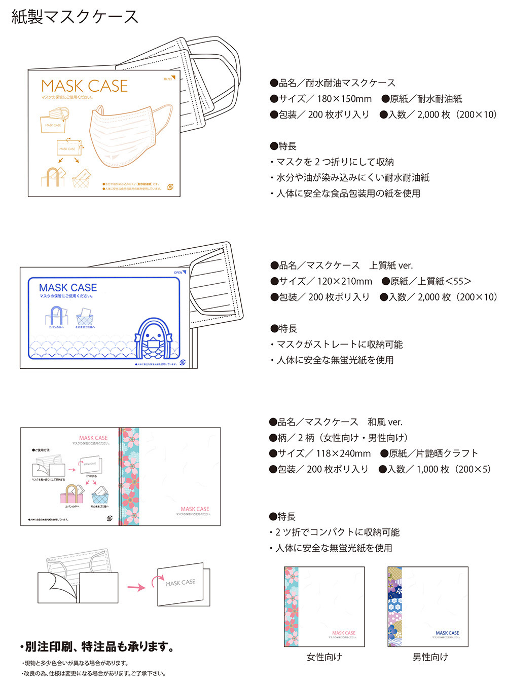 紙製マスクケース