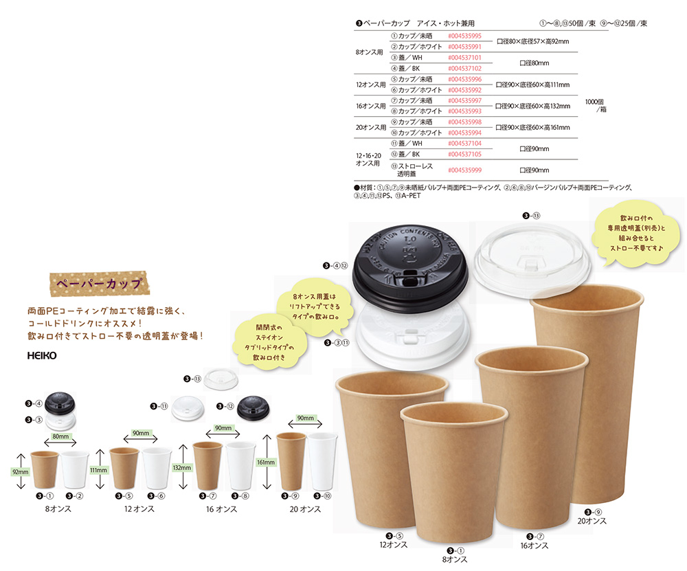 ヘイコーペーパーカップ アイス・ホット兼用 - 包装資材・食品容器のパックウェブ.ビズ