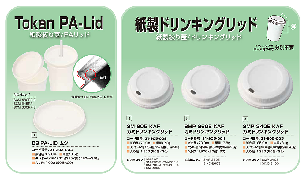 PA-Lid / 紙製ドリンキングリッド (紙製絞り蓋)