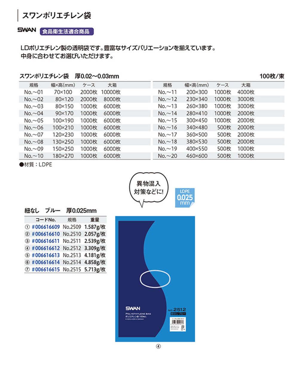 スワンポリ 厚み0.025mm ブルー